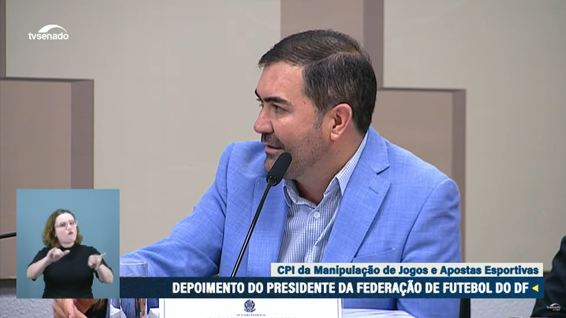 Daniel Vasconcelos sendo ouvido na CPI de Manipulação de Jogos e Apostas no Senado Federal