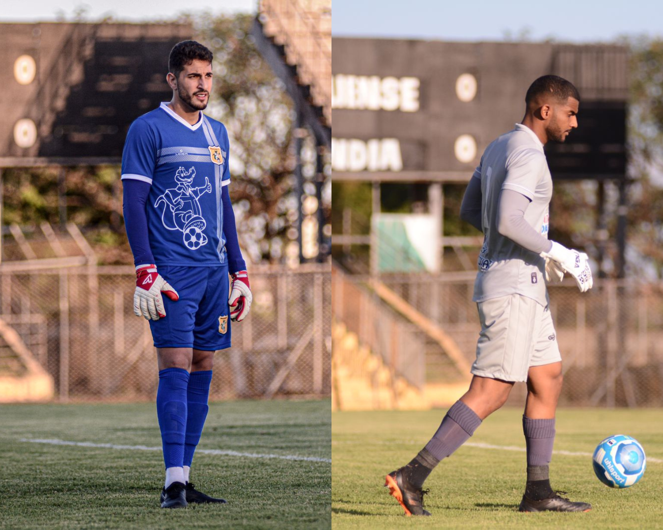 Goleiros Ravel (E) e Matheus Silva (D) em partida válida pela Série D do Campeonato Brasileiro