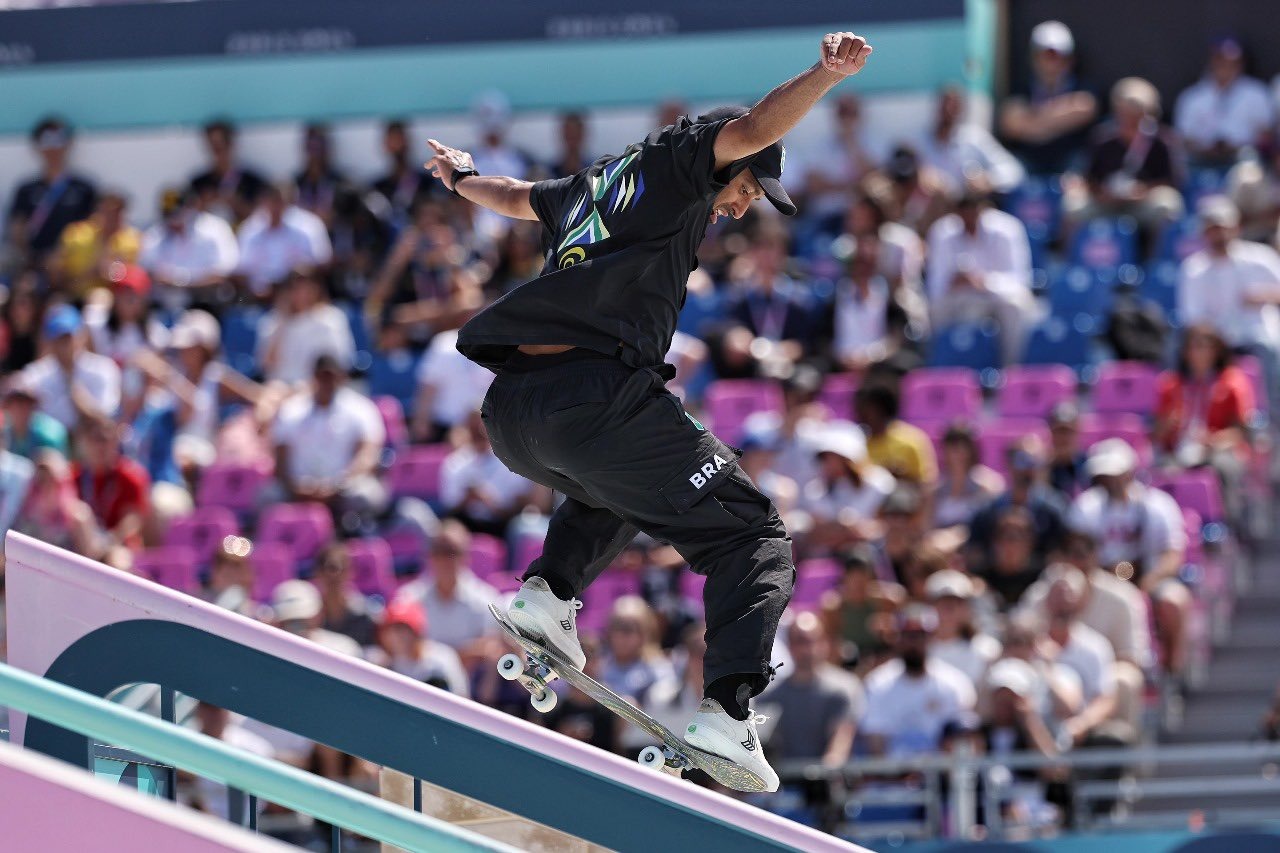 Felipe Gustavo no Skate Street masculino nas Olimpíadas de Paris 2024