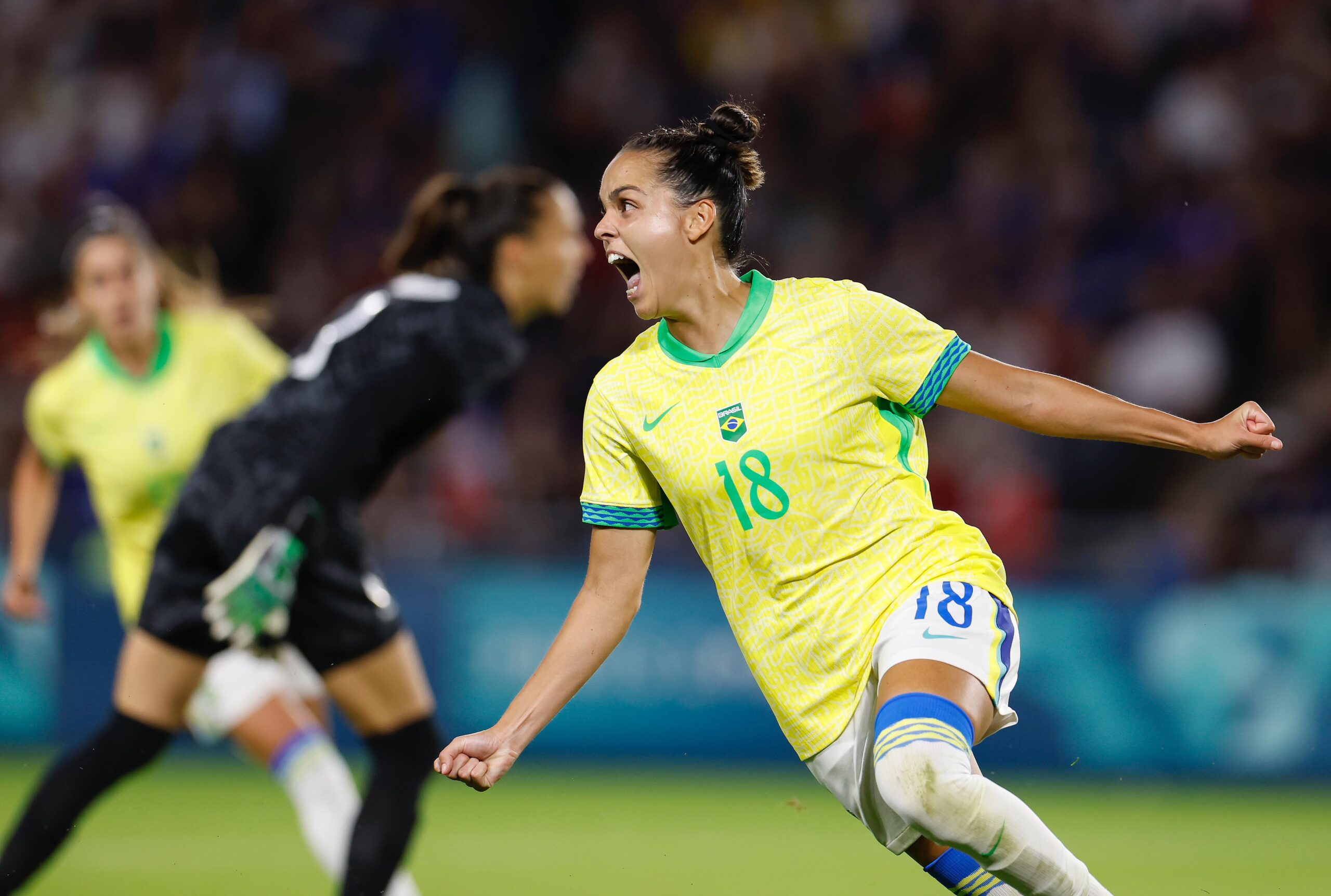 Gabi Portilho comemorando gol em cima da França na Olimpíada de Paris 2024 - Olimpíadas - Jogos Olímpicos de Paris 2024